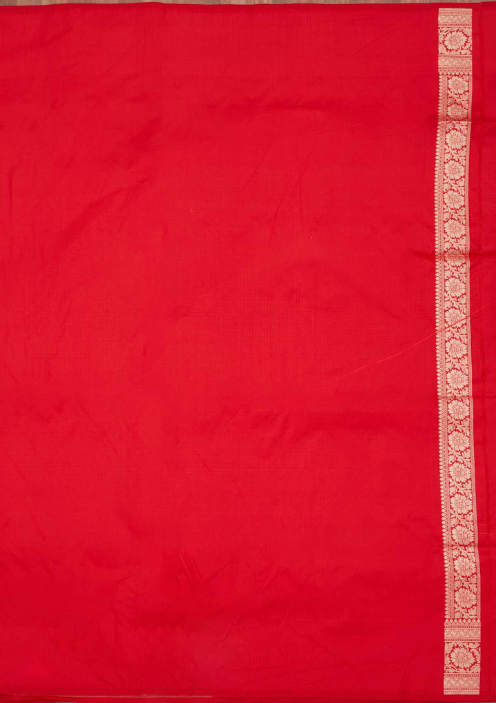 Red Zariwork Pure Silk Saree-Koskii