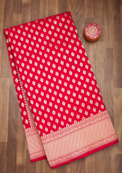 Red Zariwork Pure Silk Saree-Koskii