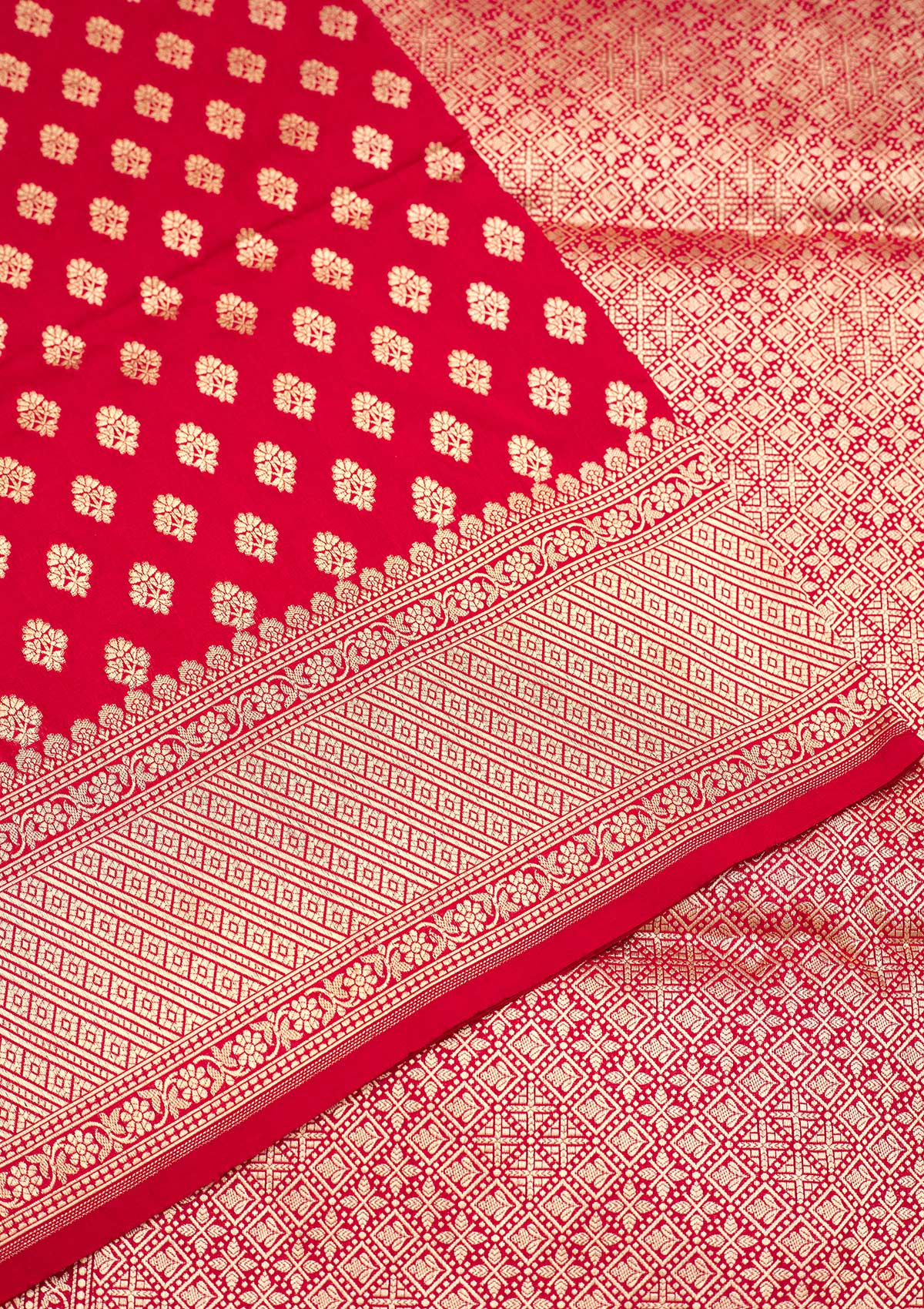 Red Zariwork Pure Silk Saree-Koskii