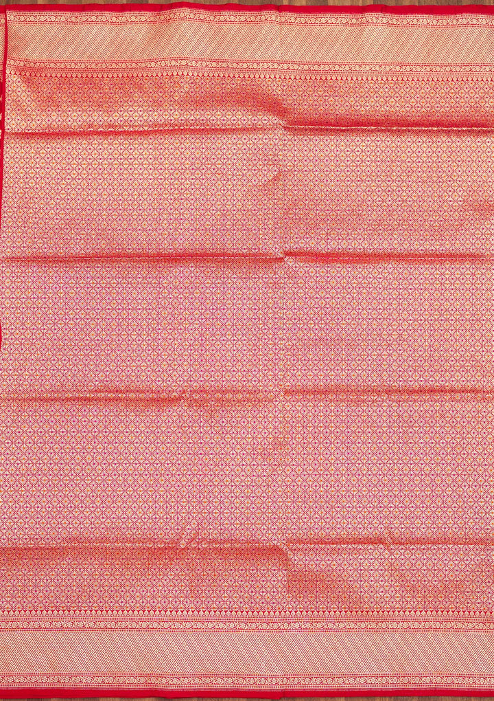 Red Zariwork Pure Silk Saree-Koskii