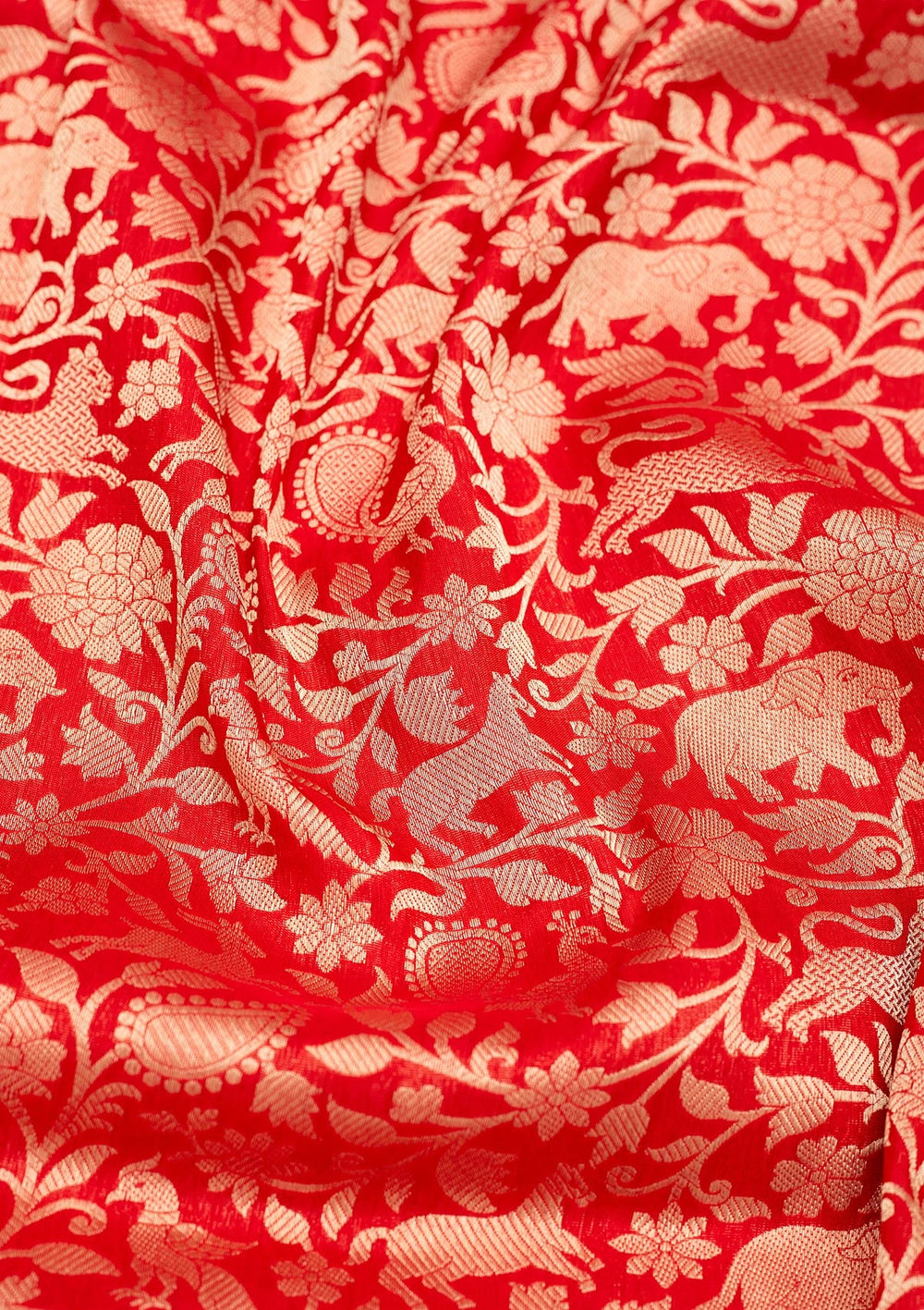Red Zariwork Pure Silk Saree-Koskii