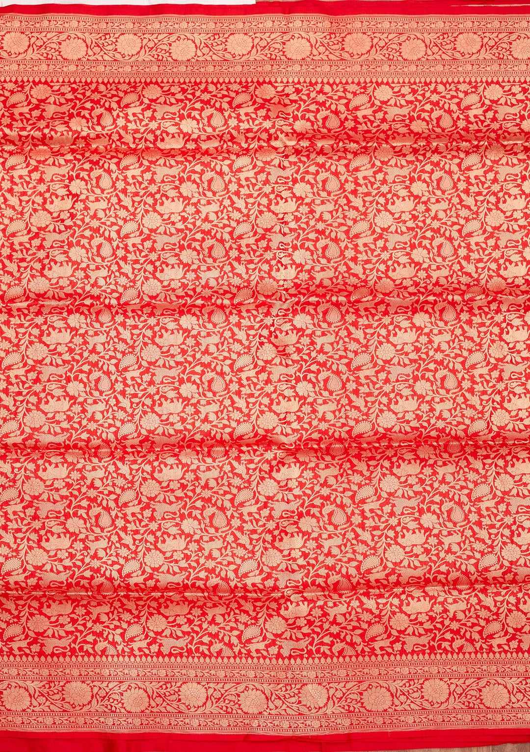 Red Zariwork Pure Silk Saree-Koskii