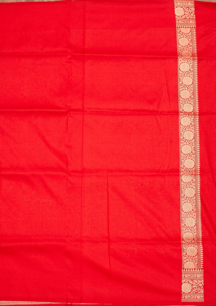 Red Zariwork Pure Silk Saree-Koskii
