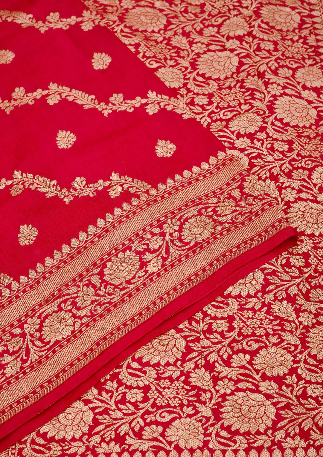 Red Zariwork Pure Silk Saree-Koskii