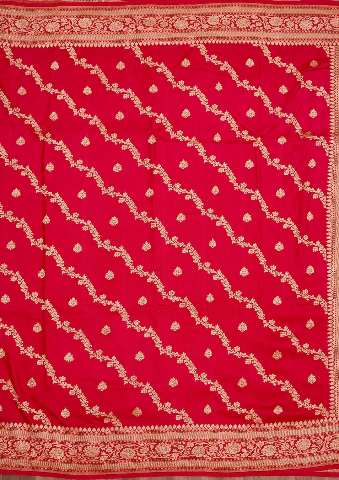 Red Zariwork Pure Silk Saree-Koskii