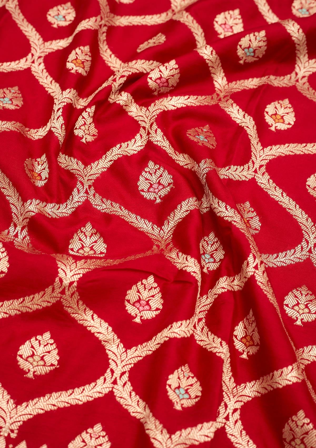 Red Zariwork Pure Silk Saree-Koskii