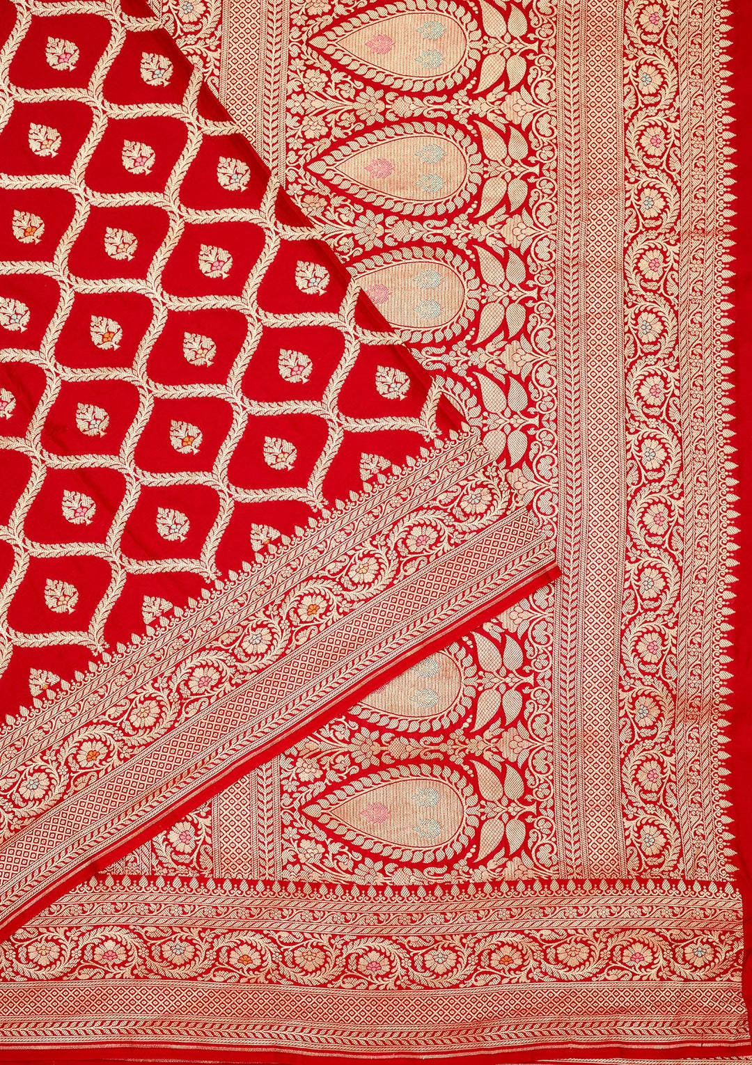 Red Zariwork Pure Silk Saree-Koskii