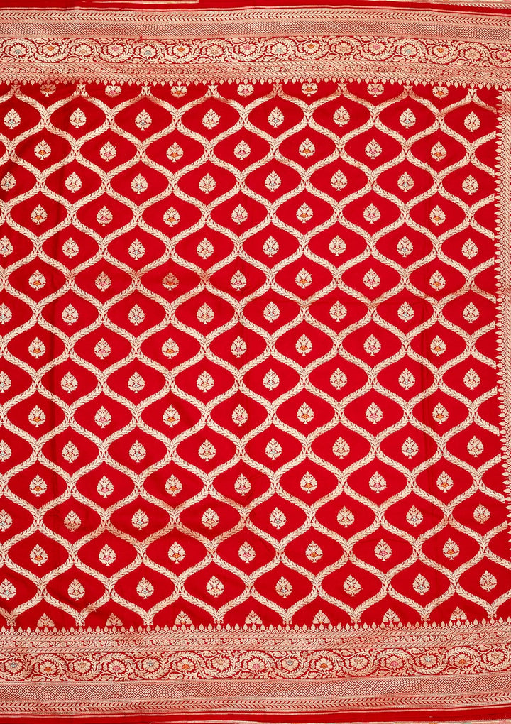Red Zariwork Pure Silk Saree-Koskii