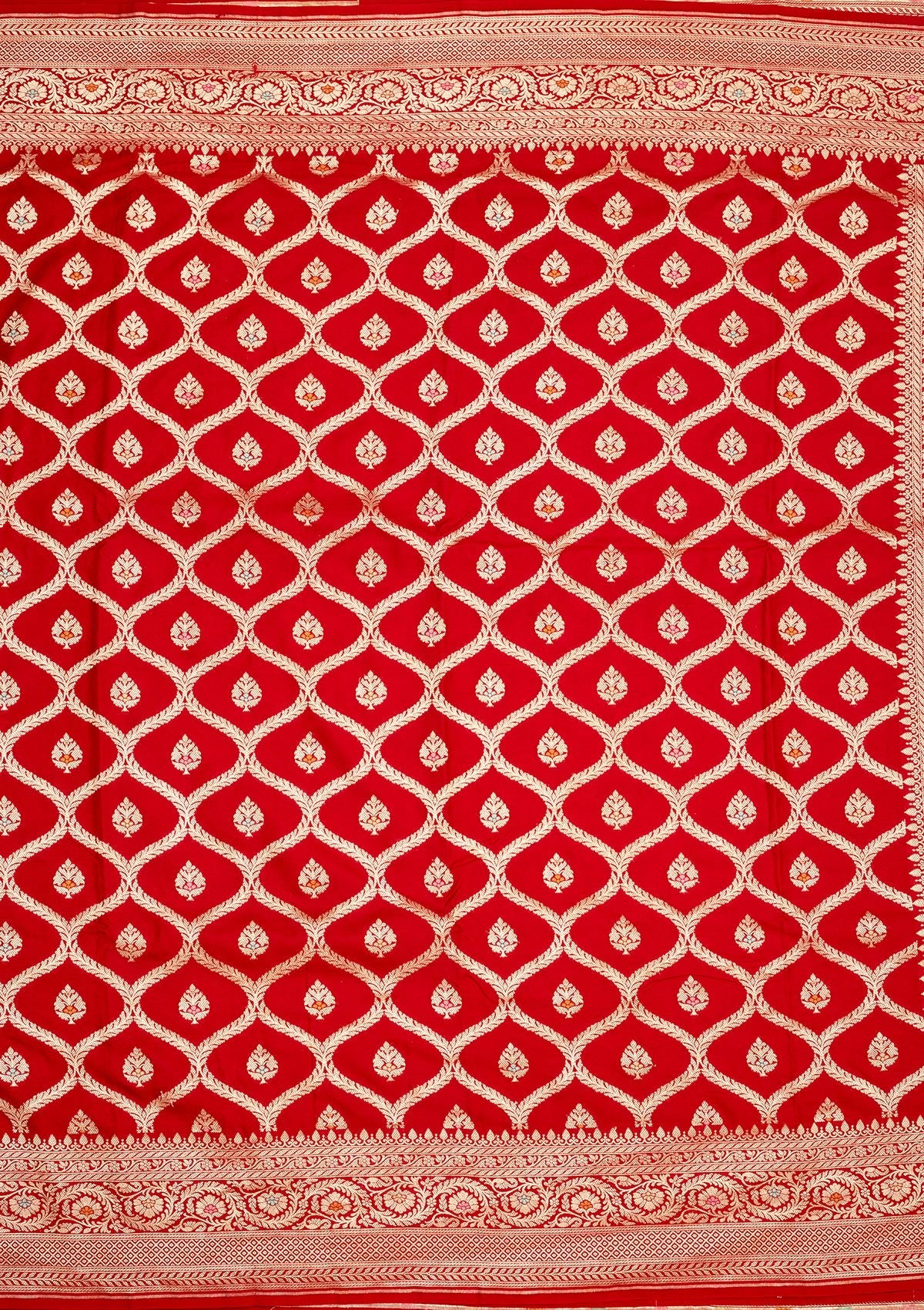 Red Zariwork Pure Silk Saree-Koskii
