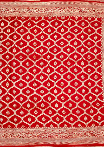 Red Zariwork Pure Silk Saree-Koskii