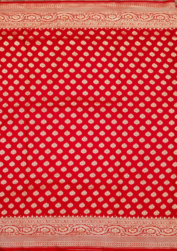 Red Zariwork Pure Silk Saree-Koskii