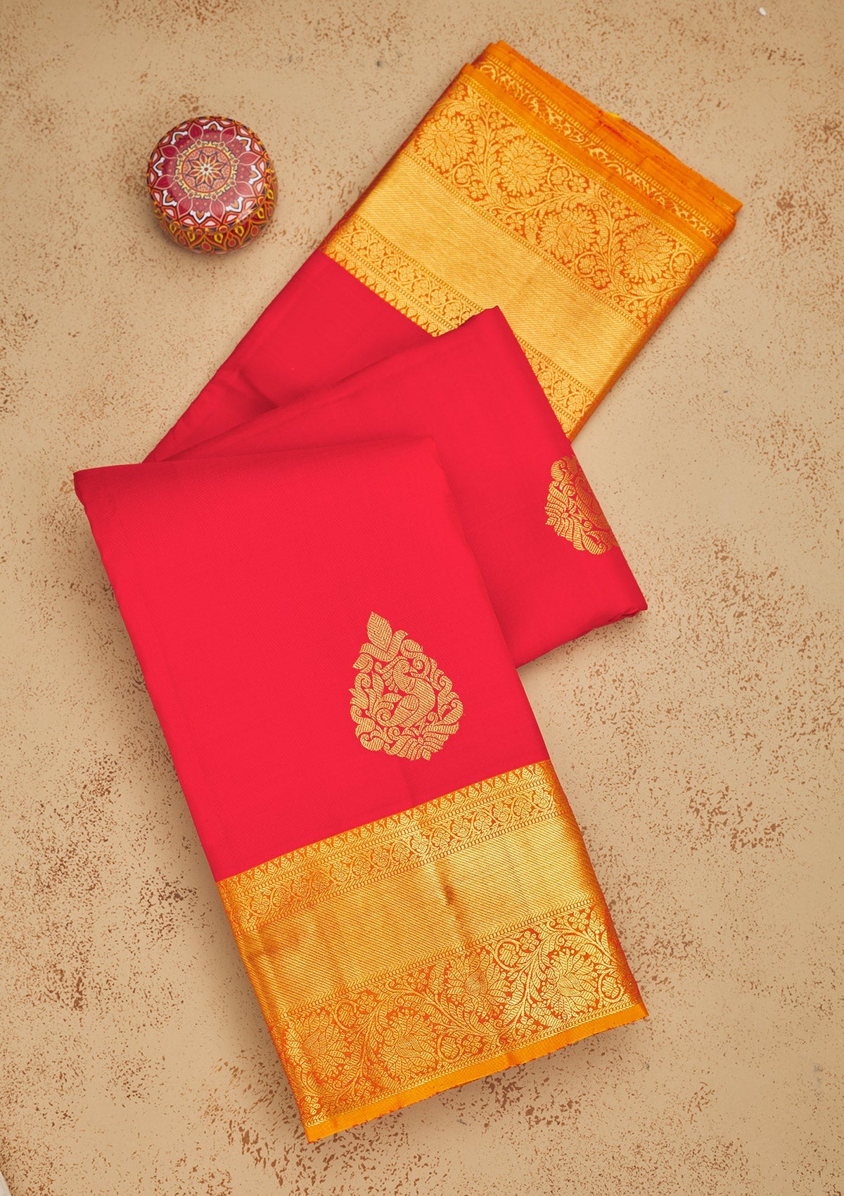 Red Zariwork Pure Silk Saree-Koskii