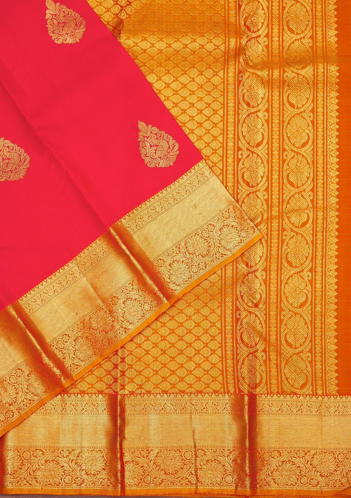 Red Zariwork Pure Silk Saree-Koskii