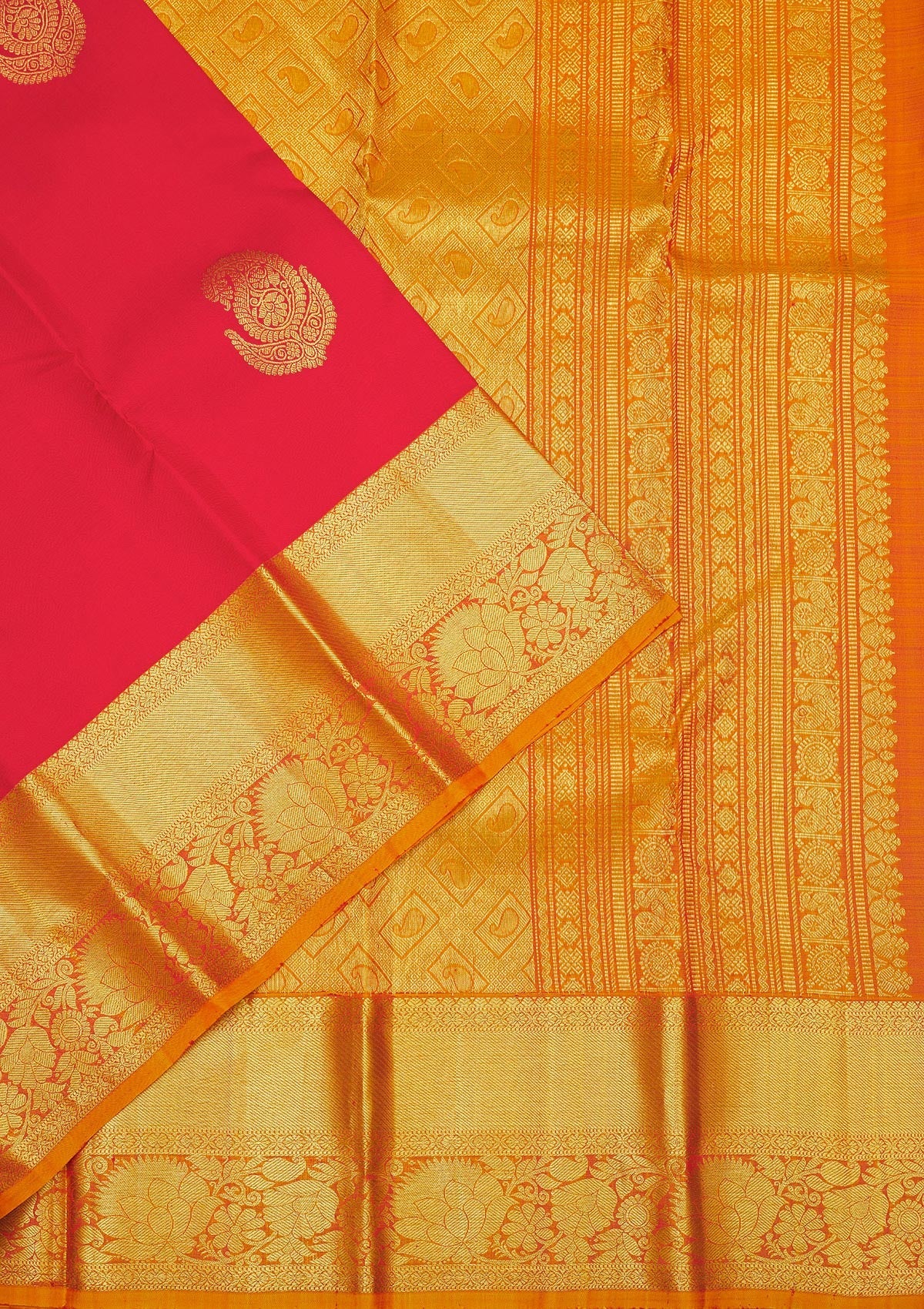Red Zariwork Pure Silk Saree-Koskii
