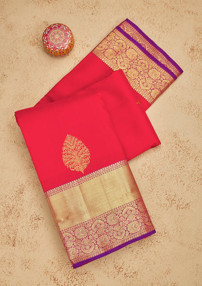 Red Zariwork Pure Silk Saree-Koskii