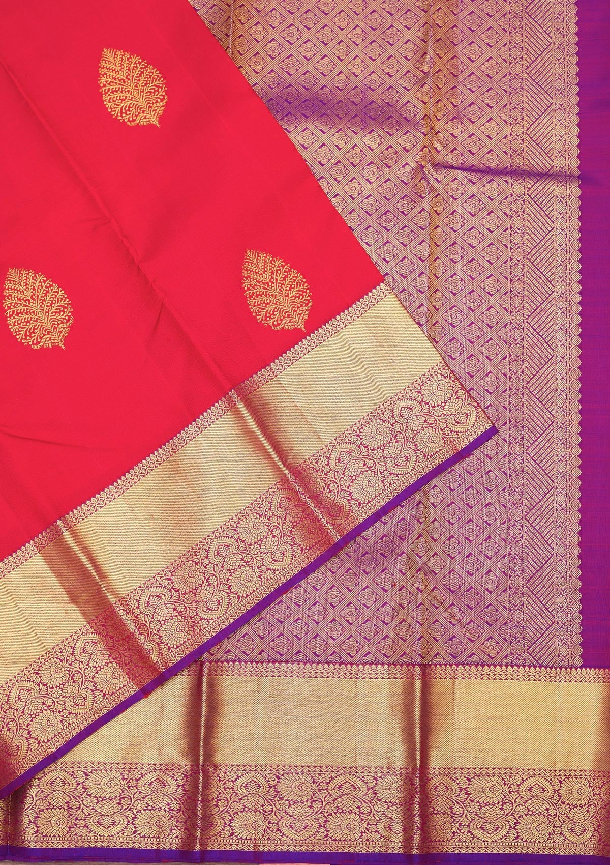 Red Zariwork Pure Silk Saree-Koskii