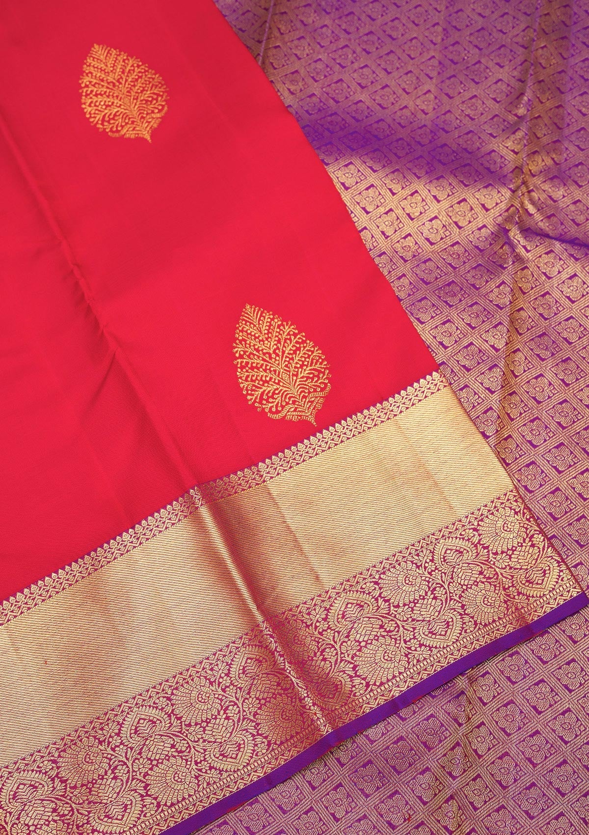 Red Zariwork Pure Silk Saree-Koskii