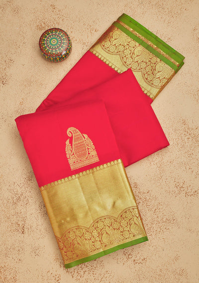 Red Zariwork Pure Silk Saree-Koskii