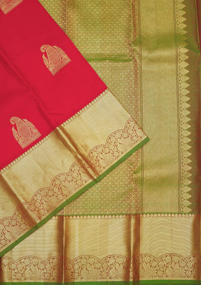 Red Zariwork Pure Silk Saree-Koskii