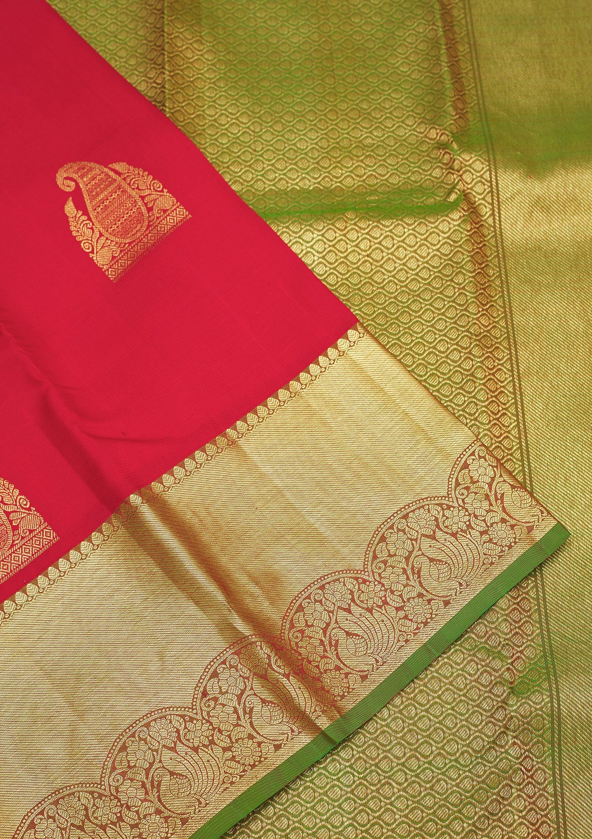 Red Zariwork Pure Silk Saree-Koskii