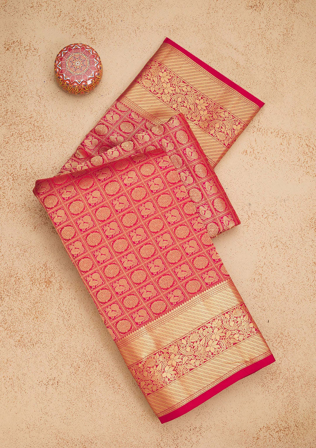 Red Zariwork Pure Silk Saree-Koskii