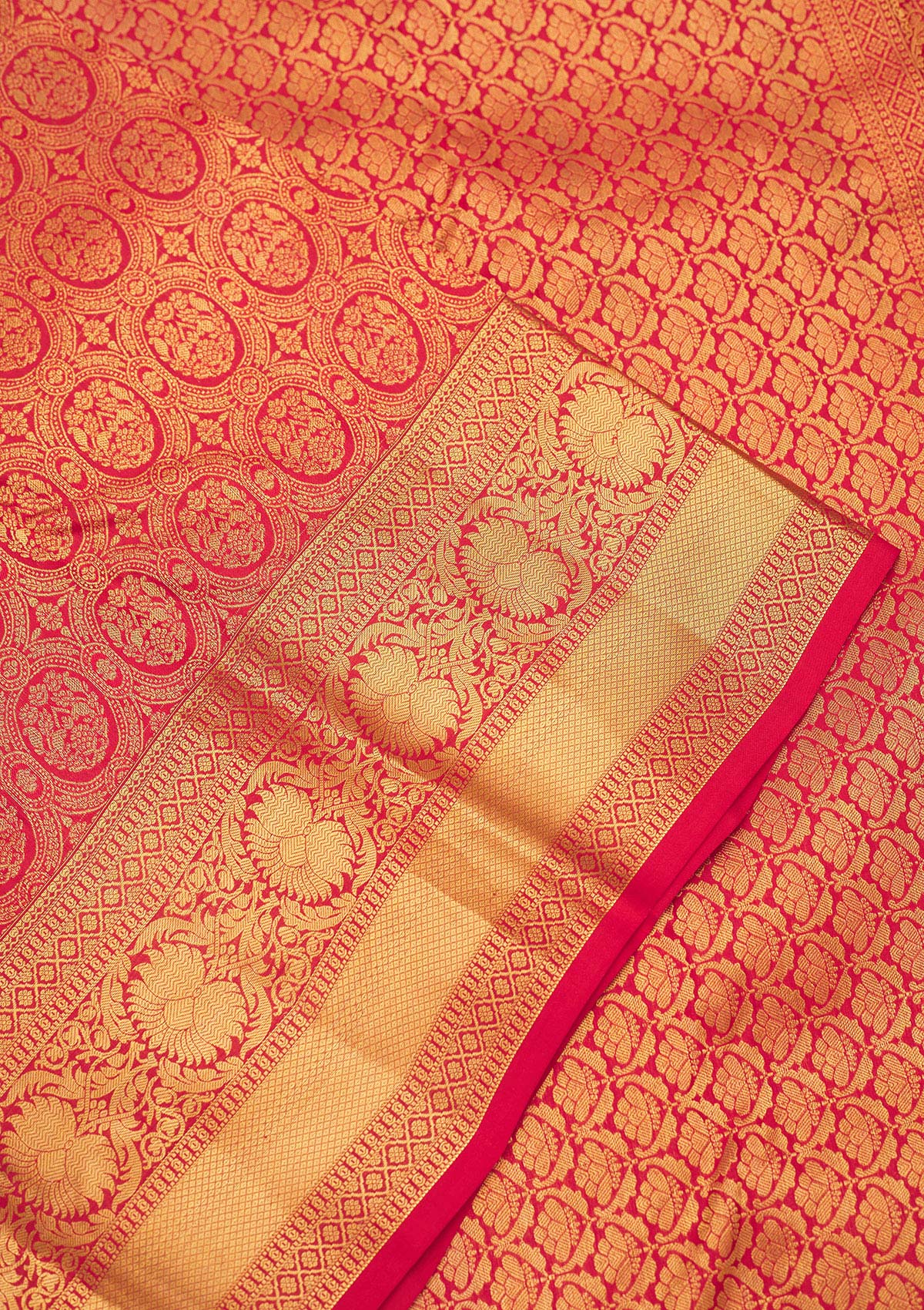 Red Zariwork Pure Silk Saree-Koskii