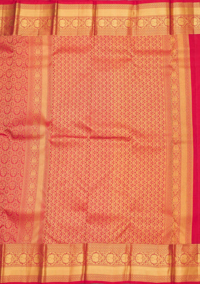 Red Zariwork Pure Silk Saree-Koskii