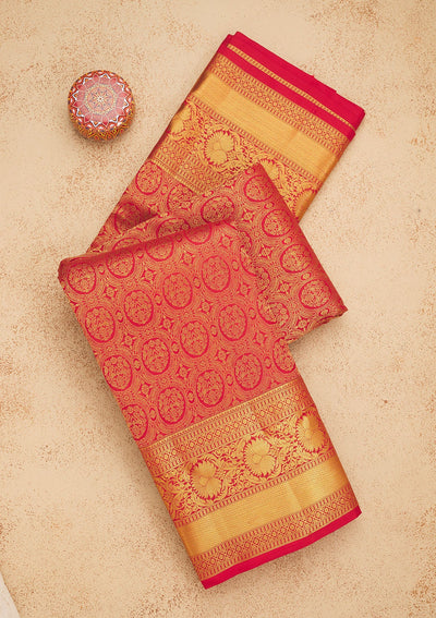 Red Zariwork Pure Silk Saree-Koskii