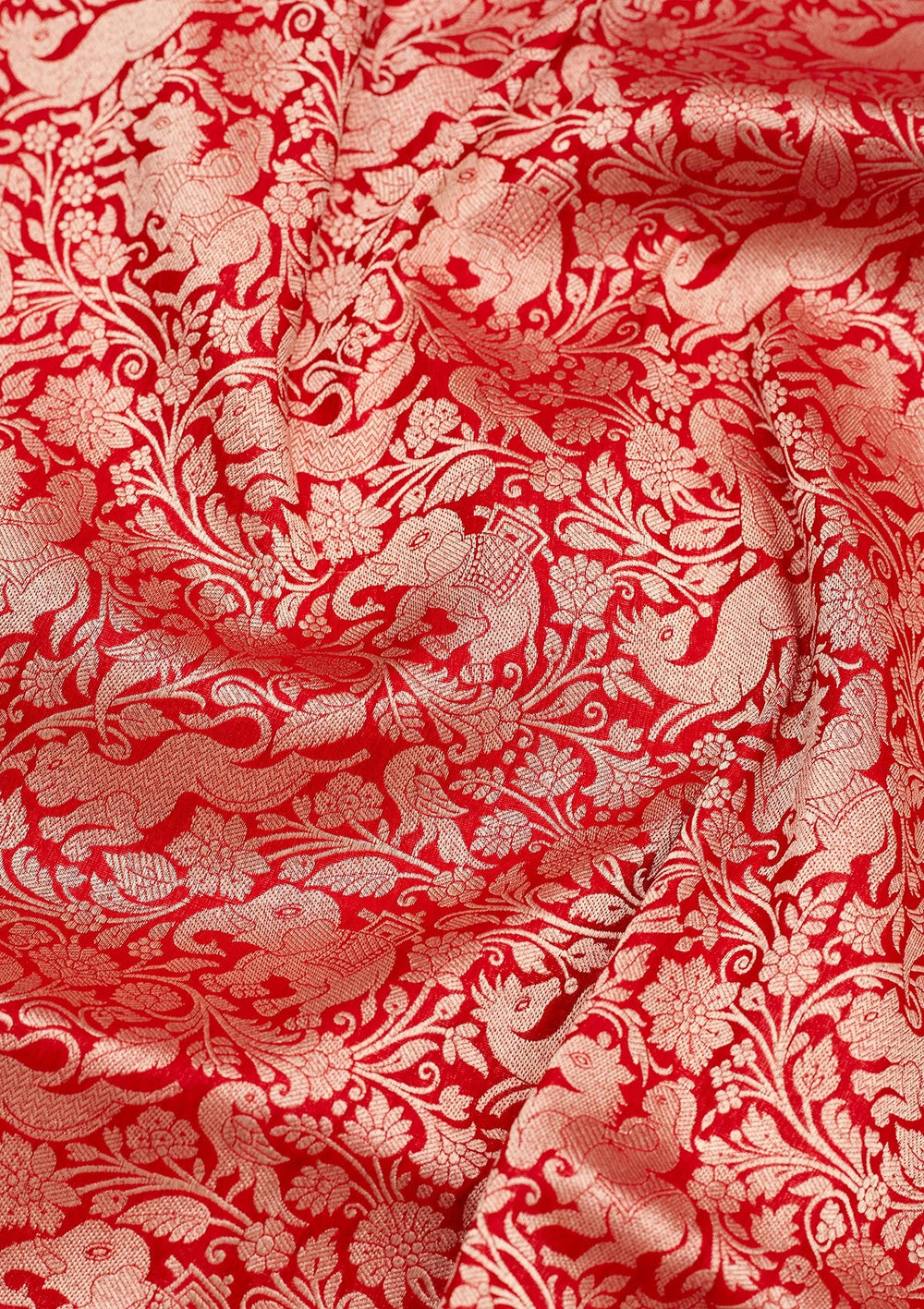 Red Zariwork Pure Silk Saree-Koskii