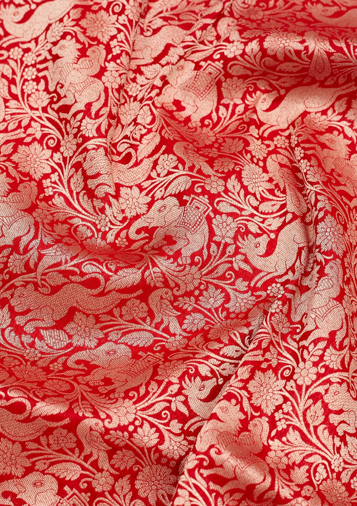 Red Zariwork Pure Silk Saree-Koskii