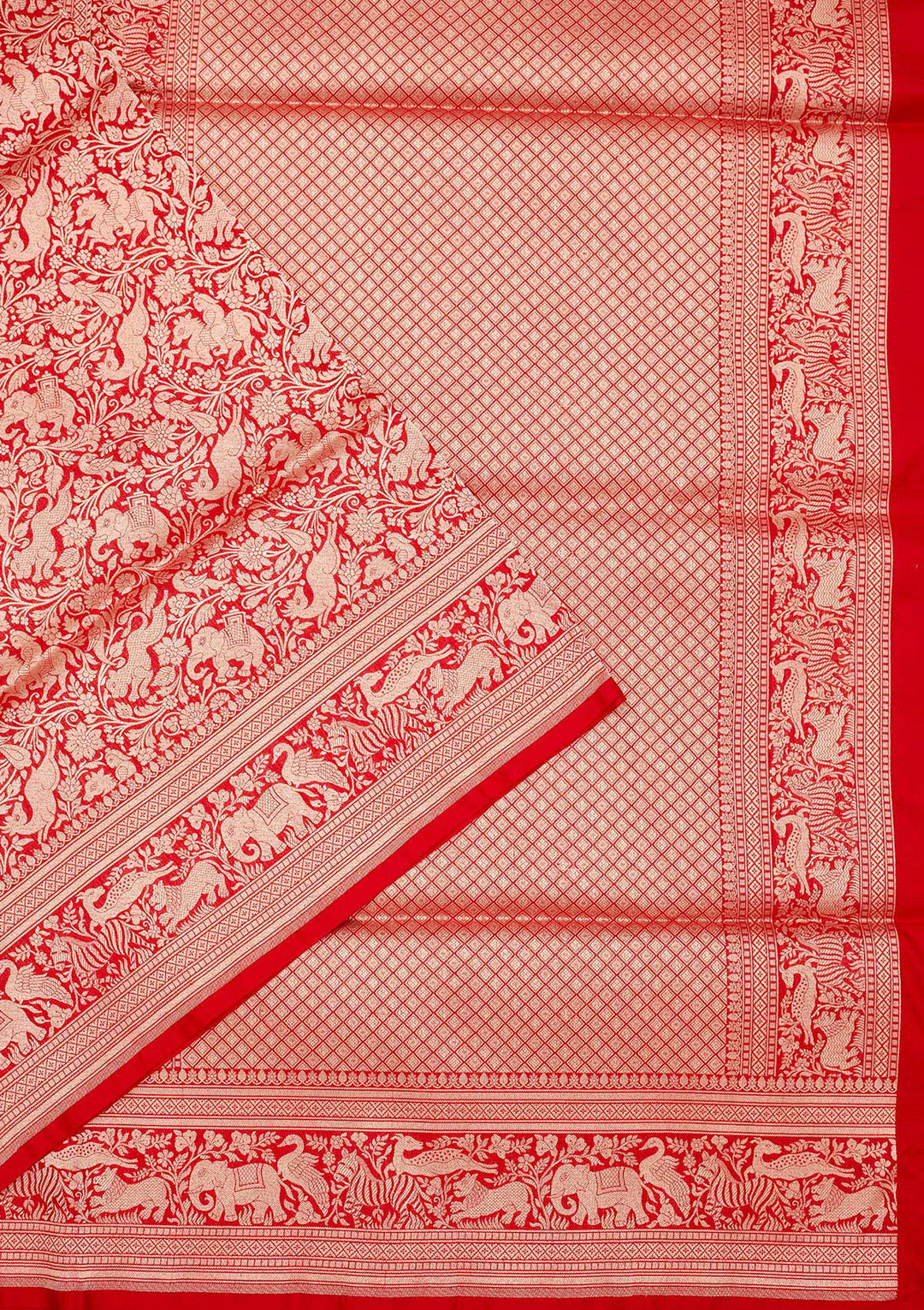 Red Zariwork Pure Silk Saree-Koskii