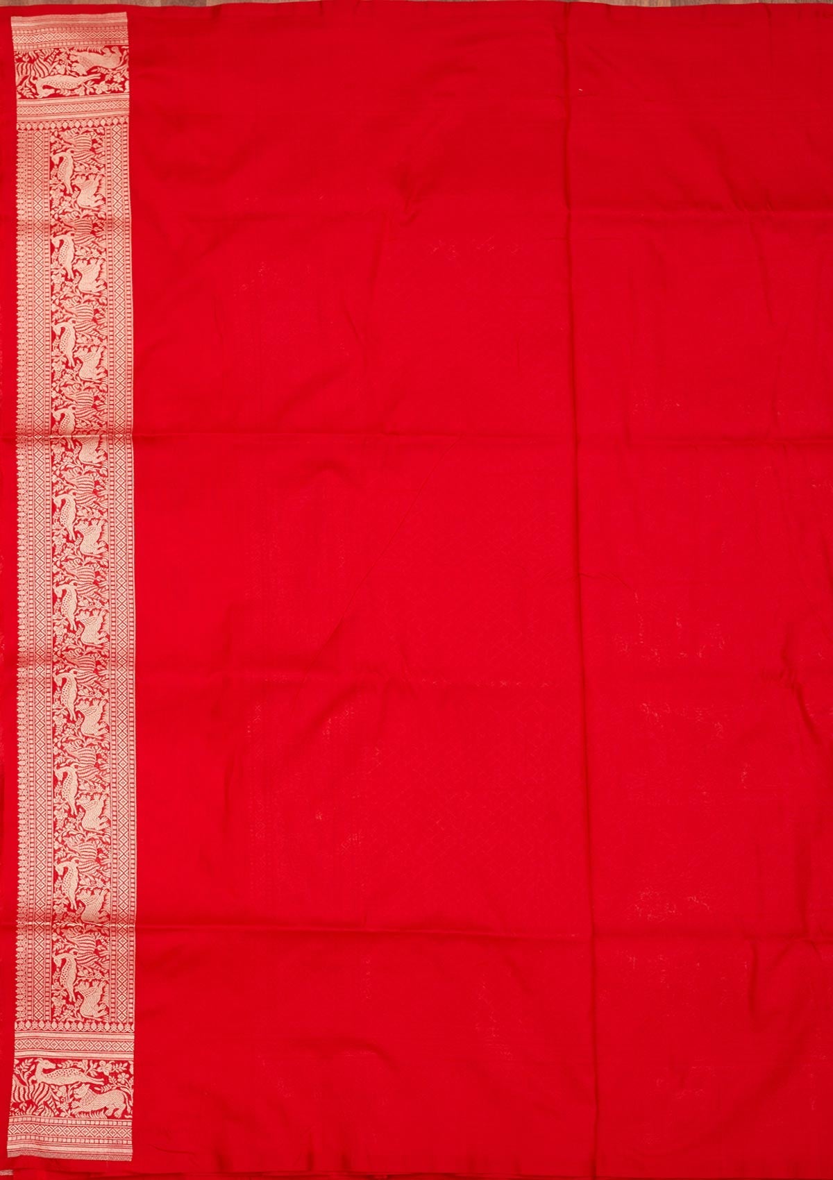Red Zariwork Pure Silk Saree-Koskii