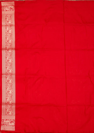 Red Zariwork Pure Silk Saree-Koskii