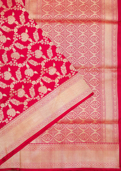 Red Zariwork Pure Silk Saree-Koskii