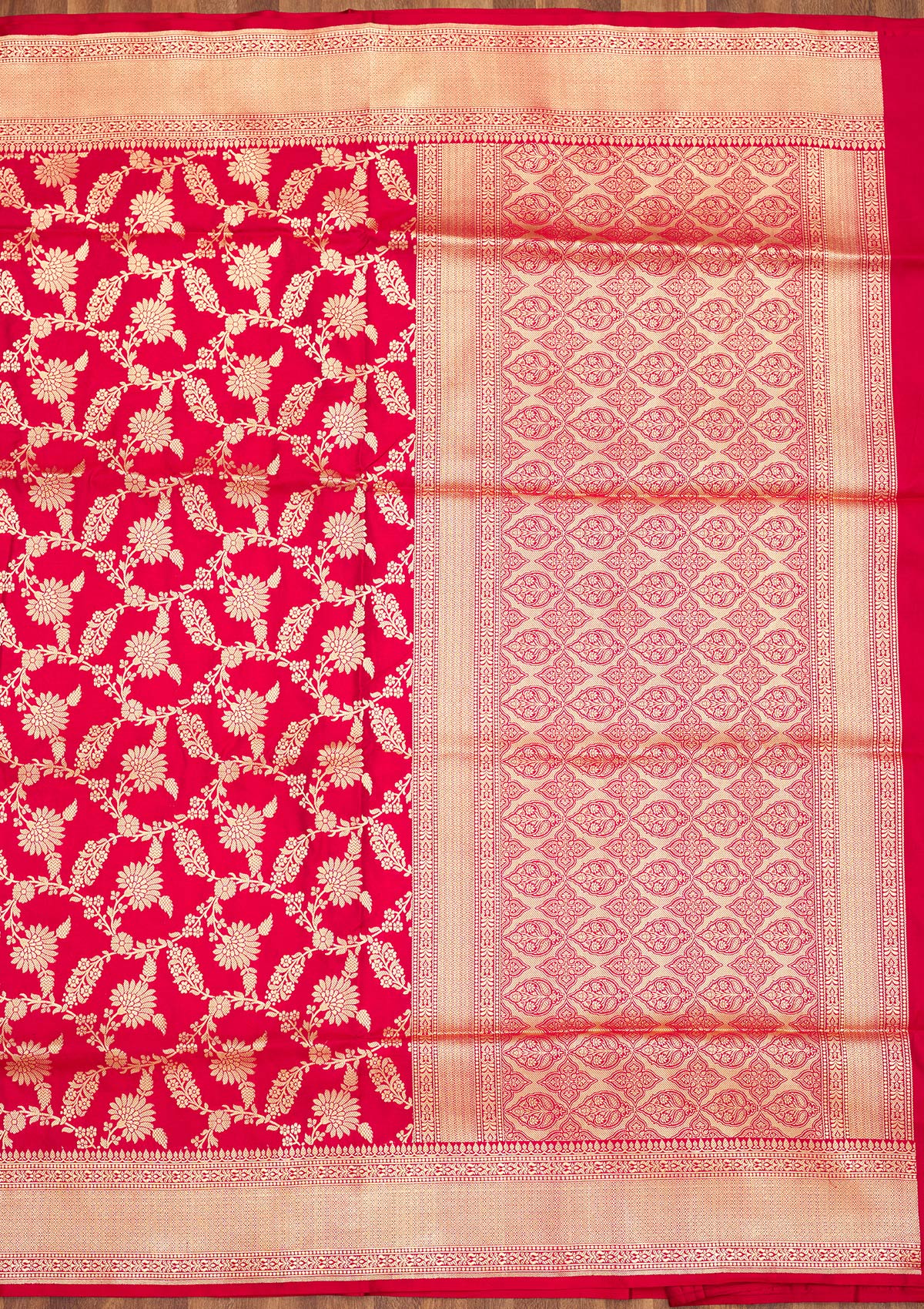 Red Zariwork Pure Silk Saree-Koskii