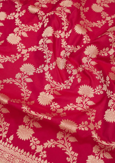 Red Zariwork Pure Silk Saree-Koskii