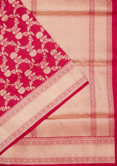 Red Zariwork Pure Silk Saree-Koskii