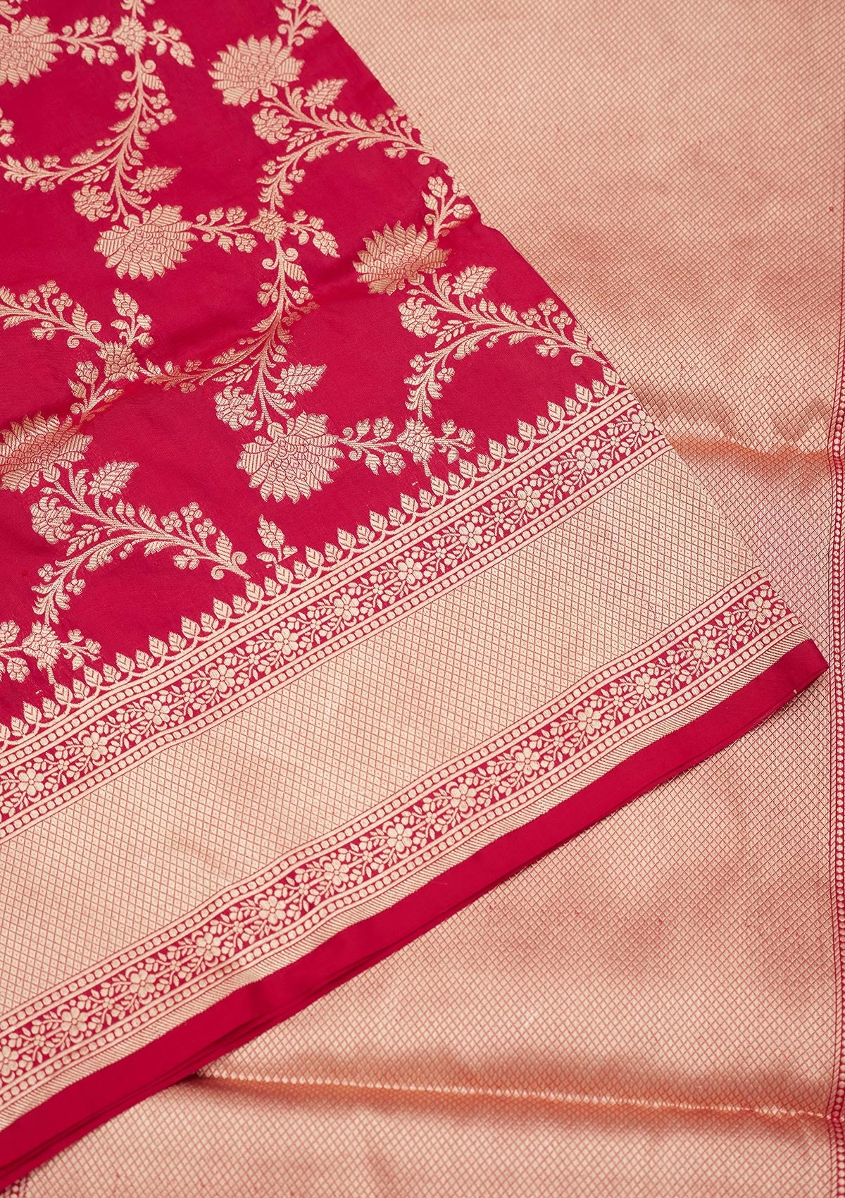 Red Zariwork Pure Silk Saree-Koskii