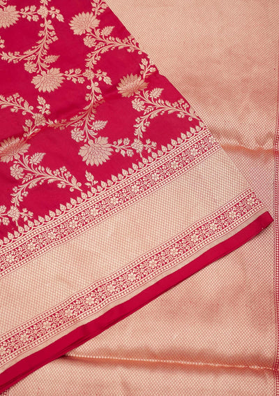 Red Zariwork Pure Silk Saree-Koskii