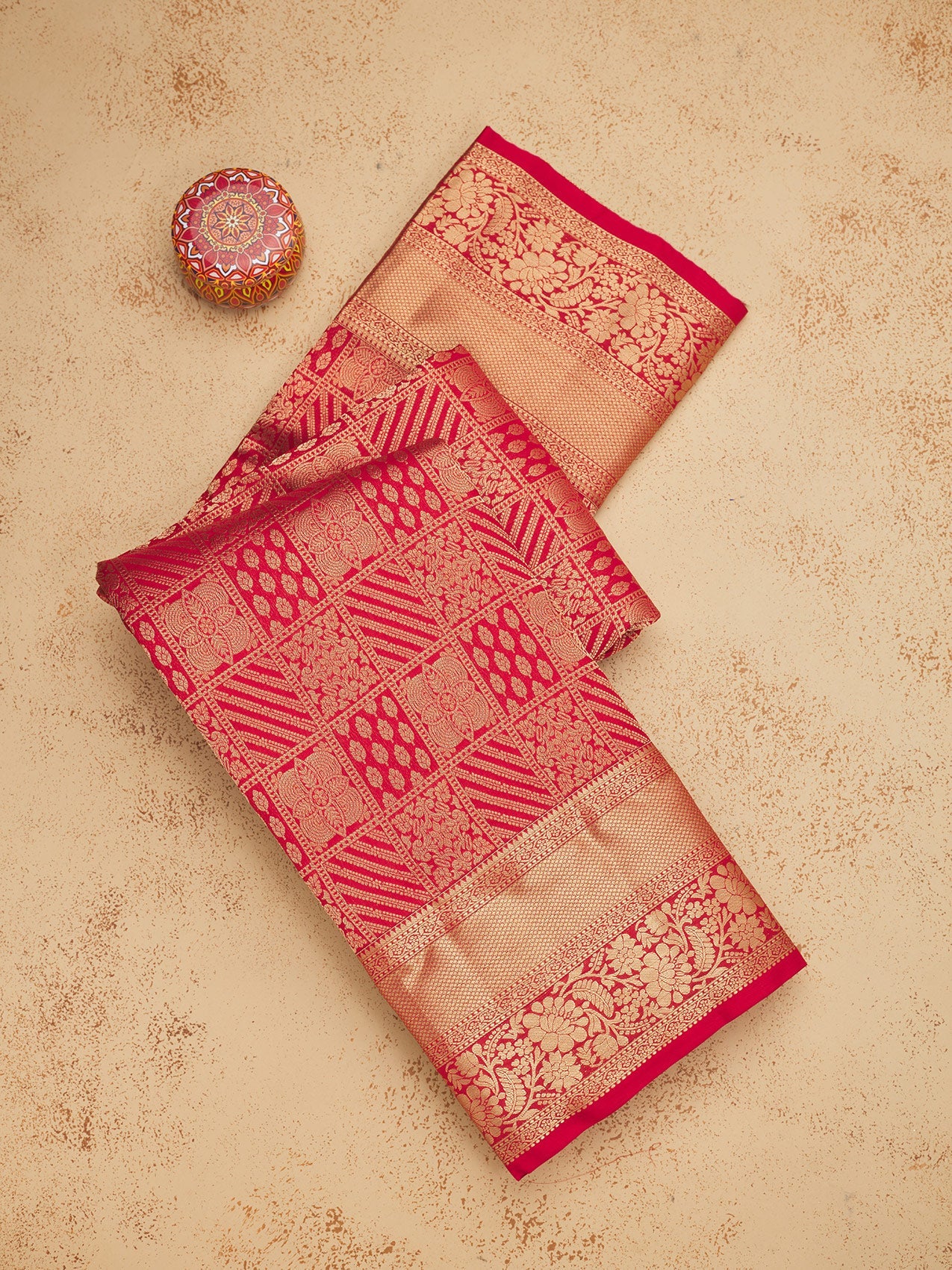 Red Zariwork Pure Silk Saree-Koskii