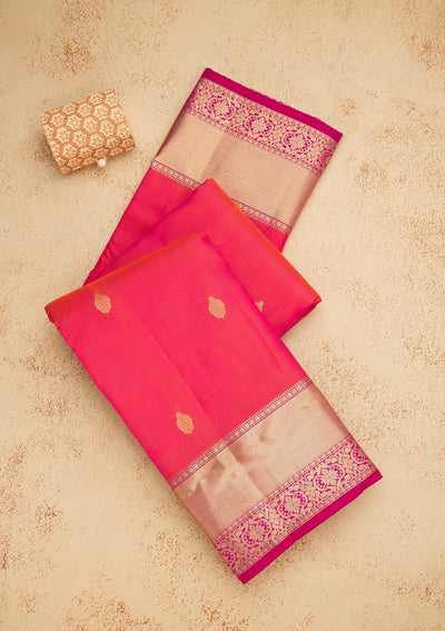 Red Zariwork Pure Silk Saree-Koskii