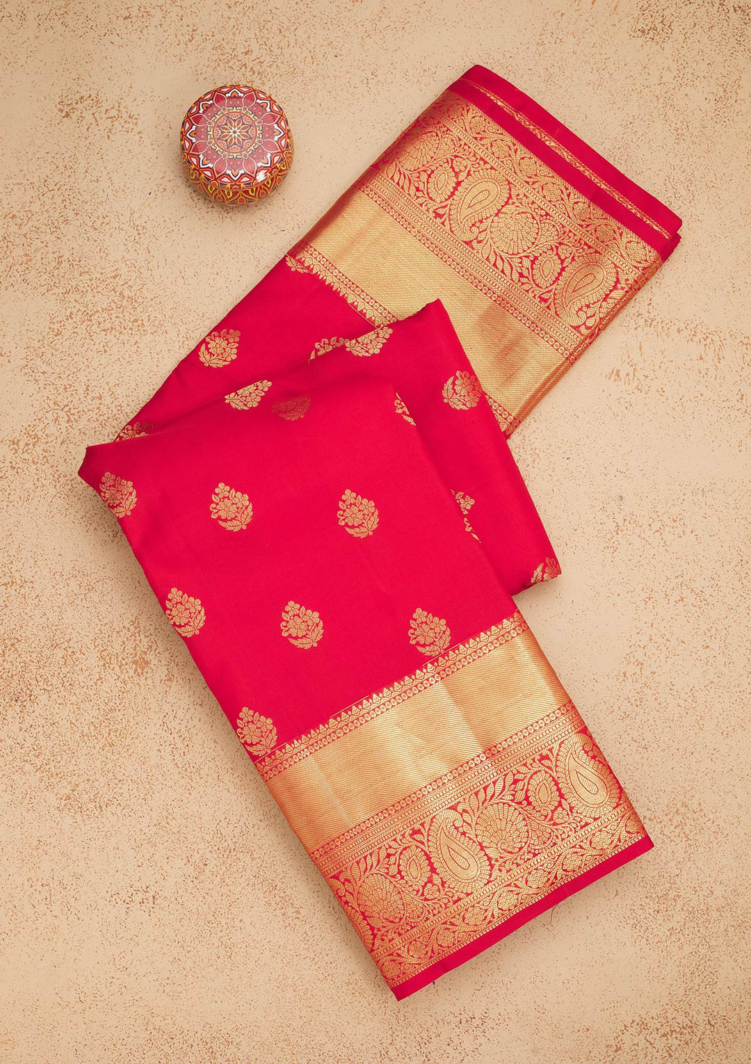 Red Zariwork Pure Silk Saree-Koskii