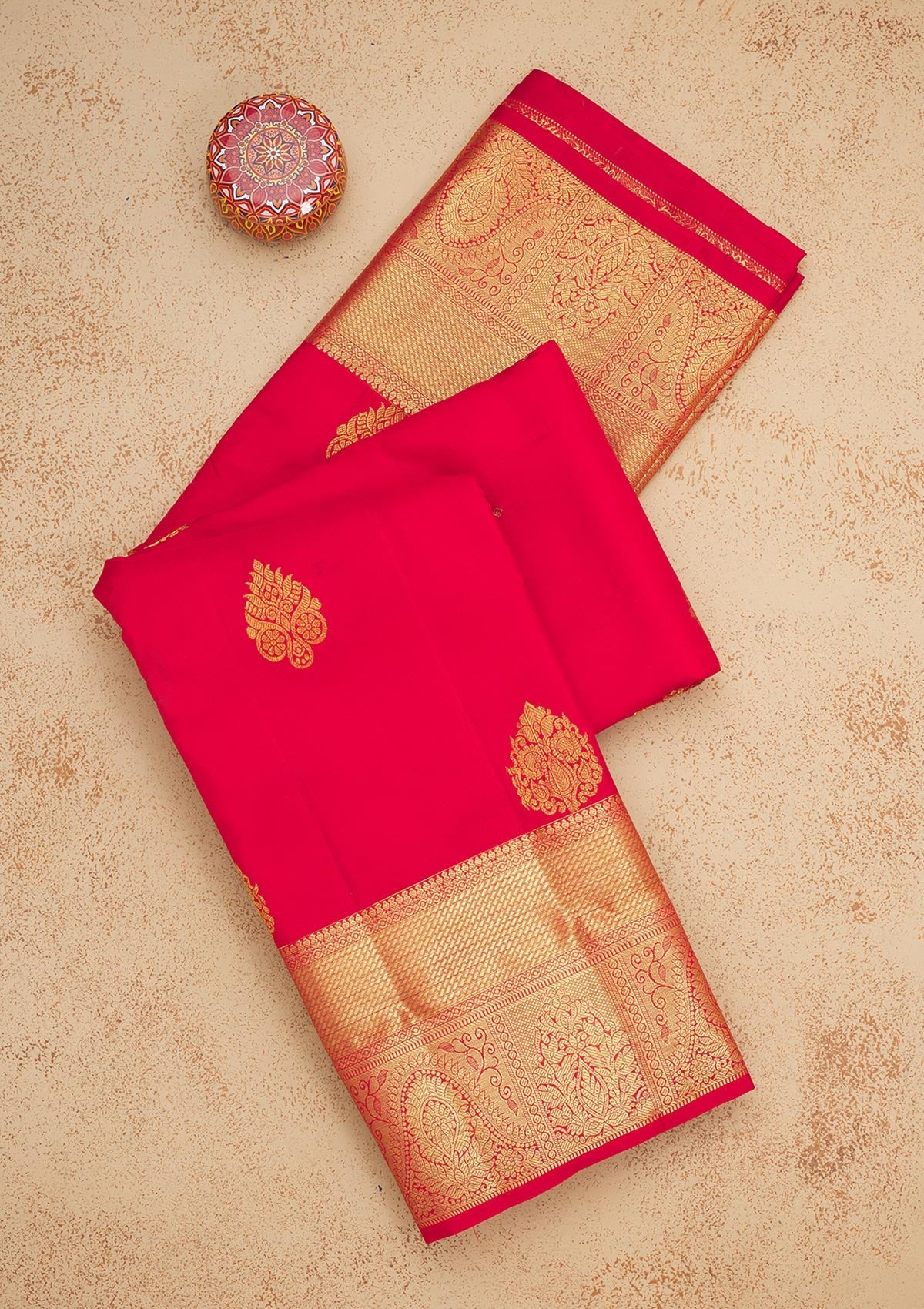 Red Zariwork Pure Silk Saree-Koskii