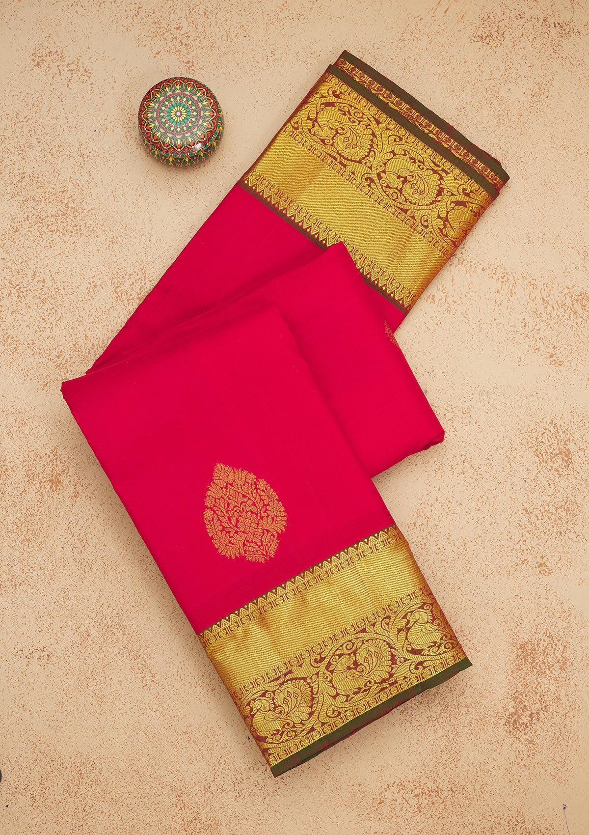 Red Zariwork Pure Silk Saree-Koskii