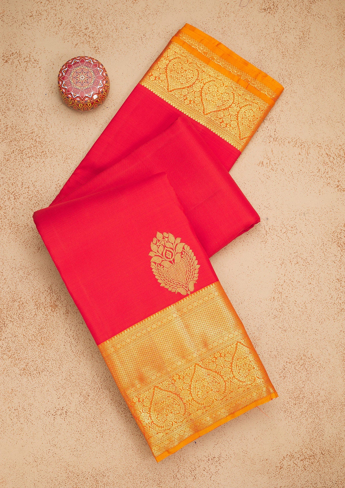 Red Zariwork Pure Silk Saree-Koskii