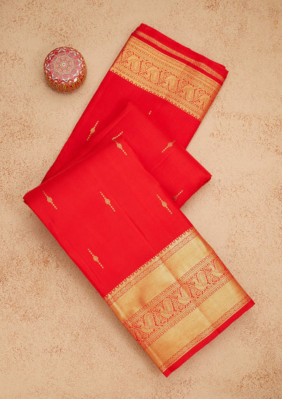 Red Zariwork Pure Silk Saree-Koskii