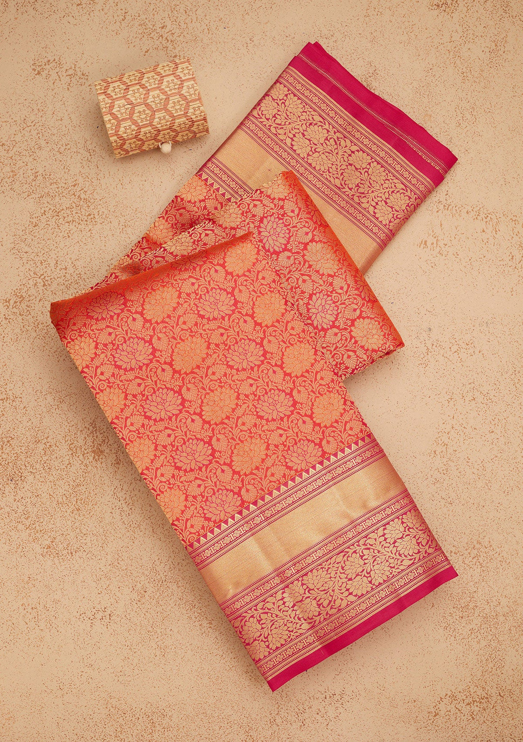 Red Zariwork Pure Silk Saree-Koskii
