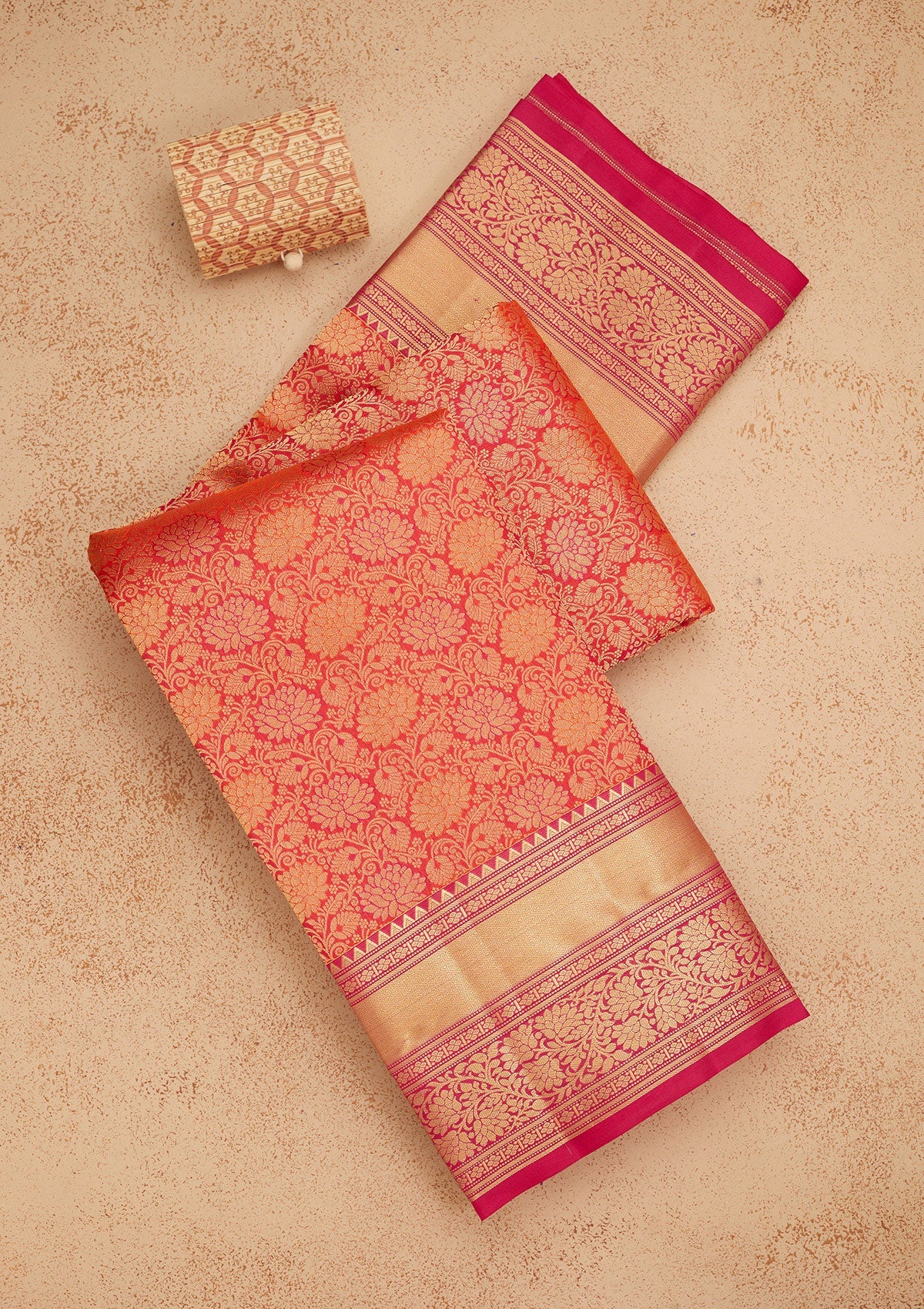 Red Zariwork Pure Silk Saree-Koskii