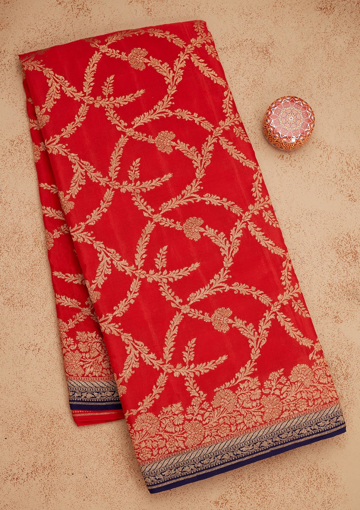 Red Zariwork Pure Silk Saree-Koskii