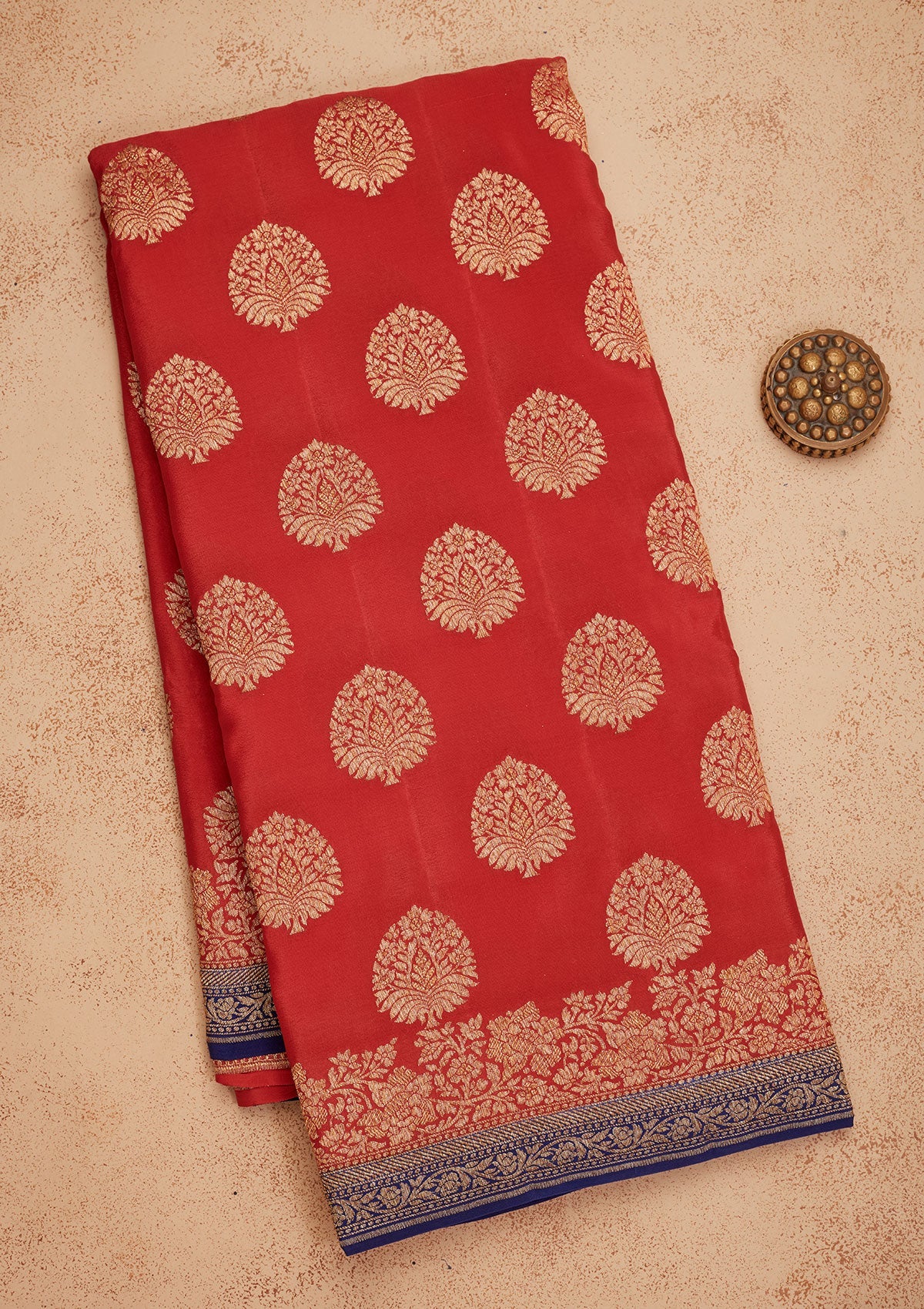 Red Zariwork Pure Silk Saree-Koskii